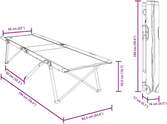 Klappbett Ohne Matratze Einzel Blau 194x62x42,5cm
