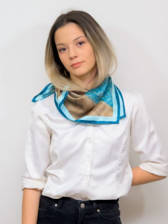Kalfas Luxury Silk Women's Silk Scarf Blue