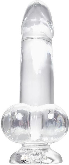 Glass Dildo with Balls and Suction Cup Transparent 15cm