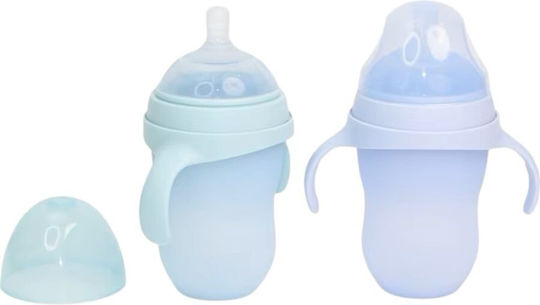 Queen Mother Educational Sippy Cup Silicone with Handles Light Blue 250ml