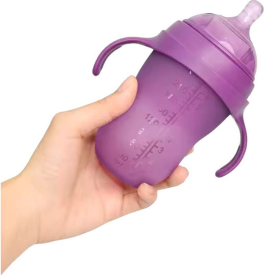 Queen Mother Educational Sippy Cup Silicone with Handles Light Blue 250ml