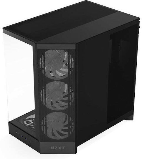 NZXT H9 Flow RGB+ Gaming Midi Tower Κουτί Υπολογιστή με Πλαϊνό Παράθυρο Μαύρο Ματ