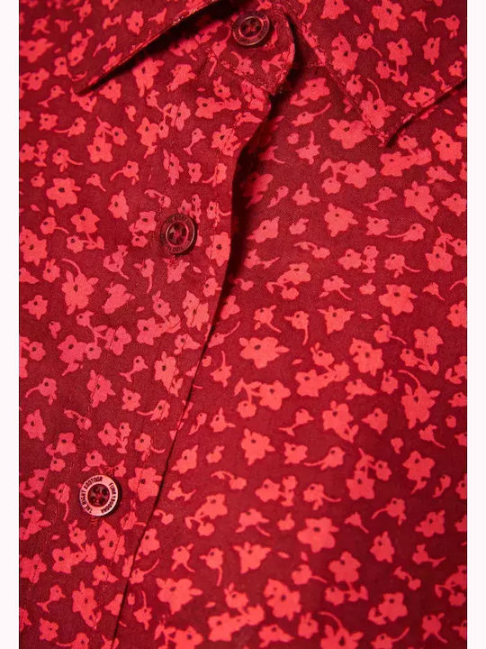 Women's Floral Short Sleeve Shirt Spacy Brown