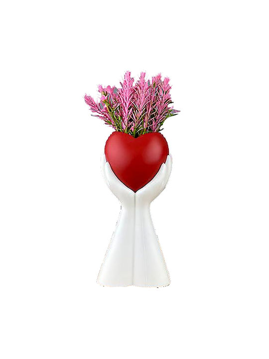 Dekorativer Blumentopf Palme Rote Herzblumen 27x10cm Homie 423048 Dekorativer Blumentopf Palme Rote Herzblumen 27x10cm Homie 423048