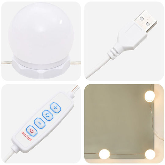 vidaXL Καθρέπτης Μακιγιάζ Τοίχου με Φως 60x62cm Καφέ