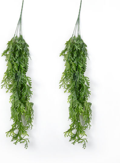 Globostar Artificial Garden Thuja Hanging Branch 20616 Artificial Hanging Decorative Thuja Branch Y82cm Set of 2 Pieces
