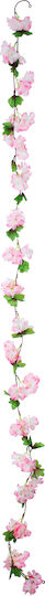 Globostar 78100 Künstliche Hängepflanze Dekorative Blumengirlande 18 Rosa Weiße Kirschblüten & Grünes Laub M20 X H220 X W20cm