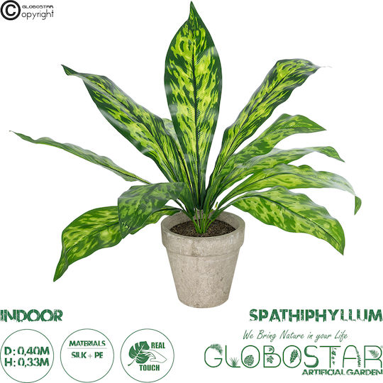 Globostar Artificial Garden Spathiphyllum Potted Plant Decorative Plant Spathiphyllum F40 X H33cm GloboStar