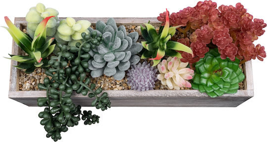 Globostar Artificial Garden Succulent Various Plant Potted Decorative Plant Mix L29 X W10 X H18cm GloboStar