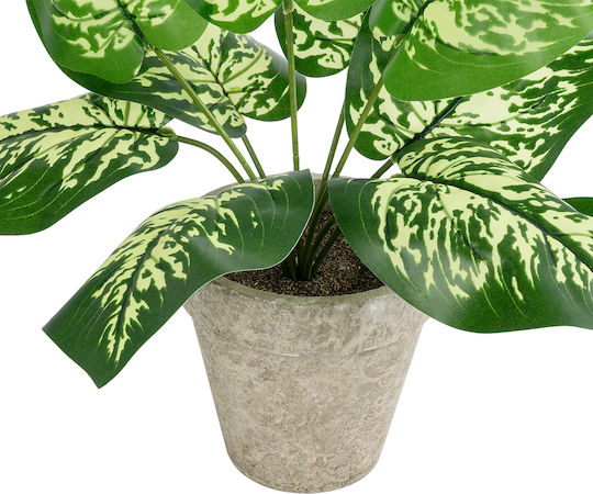 Globostar Artificial Garden Dieffenbachia Potted Plant 20897 Διακοσμητικό Φυτό Διεφενμπάχια Φ40 X Υ33cm