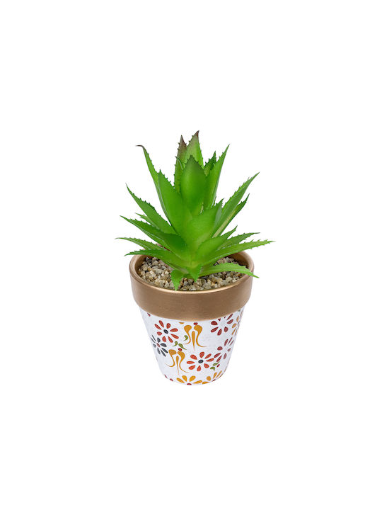 Globostar Artificial Garden Succulent Aloe Potted Plant 21044 Decorative Plant Aloe F12 X H16cm