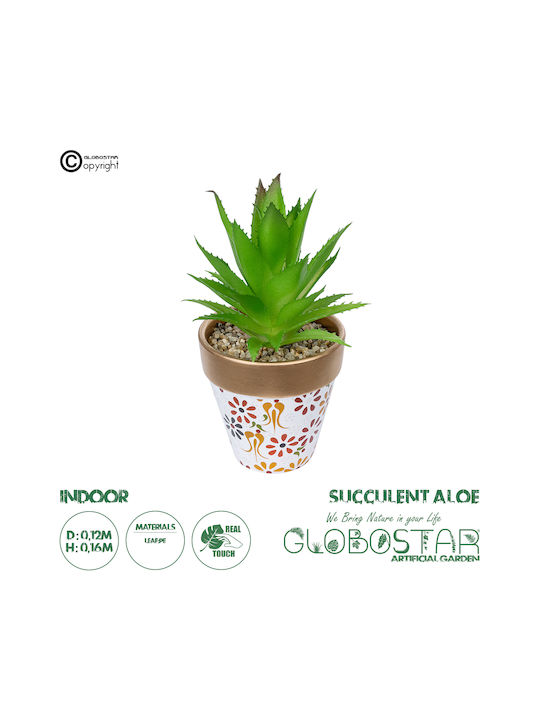 Globostar Artificial Garden Succulent Aloe Potted Plant 21044 Decorative Plant Aloe F12 X H16cm