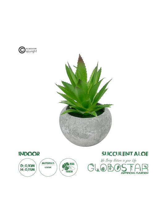 Globostar Artificial Garden Succulent Aloe Potted Plant 21037 Decorative Plant Aloe F10 X H15cm