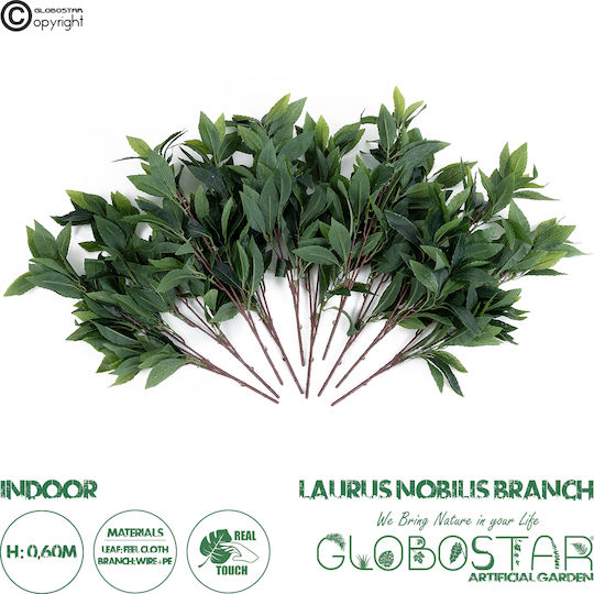Globostar Künstlicher Garten Laurus Nobilis Zweig 20225 10 x Künstliche Dekorative Lorbeerzweige W45 x H60cm
