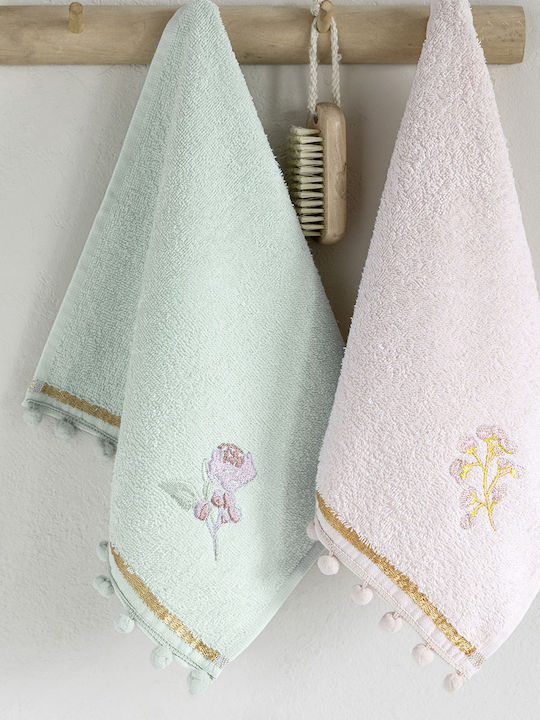Nima Home Σετ Πετσέτες 2 X 30x50 Floral Ροζ Γαλάζιο