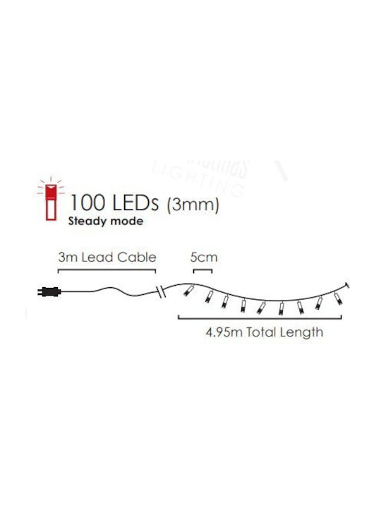 100 Lights LED 4.95m. Green in String 1pcs 100 Lights LED 4.95m. Green in String 1pcs