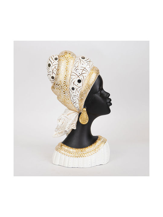 Dekorative Harzskulptur Frau Turban Gold-Weiß-Schwarz 22x11,5x38,5cm 13935 752-27046