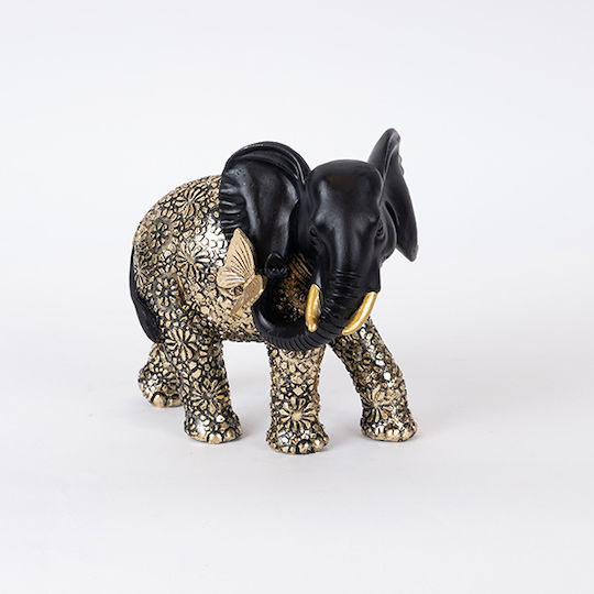 Table Decorative Elephant Butterfly Polyresin Black & Gold 19x11x17cm 12971 752-11624