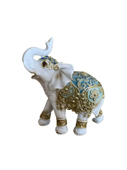 Decorative Polyester Elephant White Gold 14x6x16cm