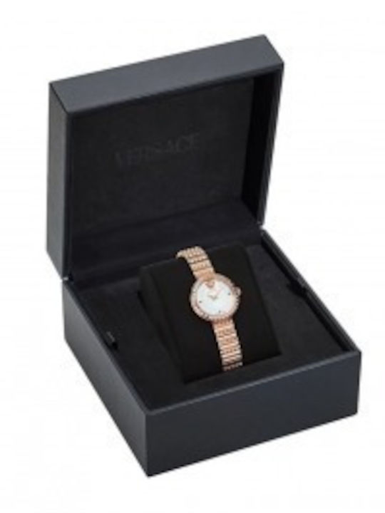 Versace Greca Goddess Γυναικείο Ρολόι 28mm Μπαταρίας με Ροζ Χρυσό Μεταλλικό Μπρασελέ