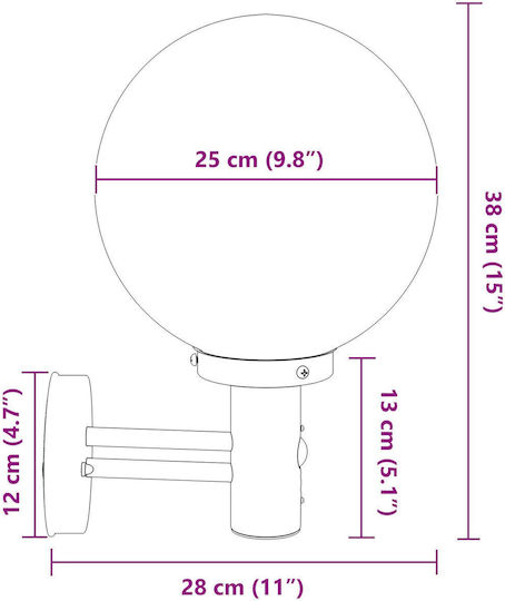 vidaXL Wall-Mounted Outdoor Light LED IP44 28x25x38εκ.