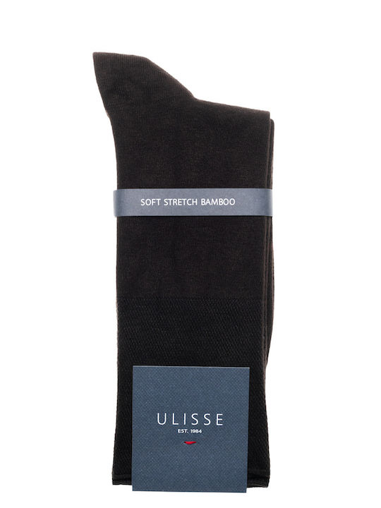 Ulisse Men's Solid Color Socks Brown