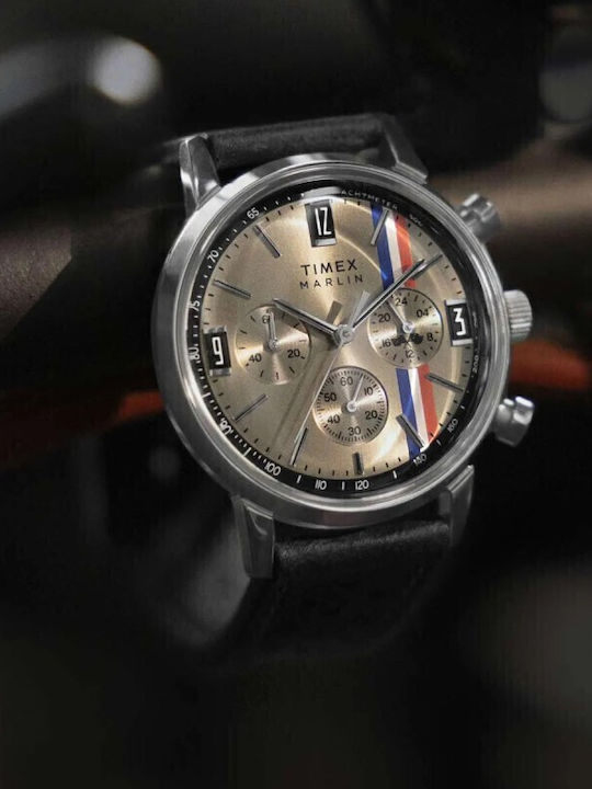 Timex Marlin Men's Watch Battery with Black Leather Strap
