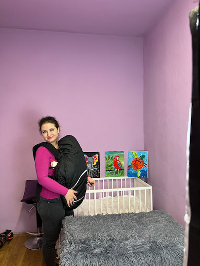 Много дебел калъф слинг кенгуру ерго раница черен 0-1 година