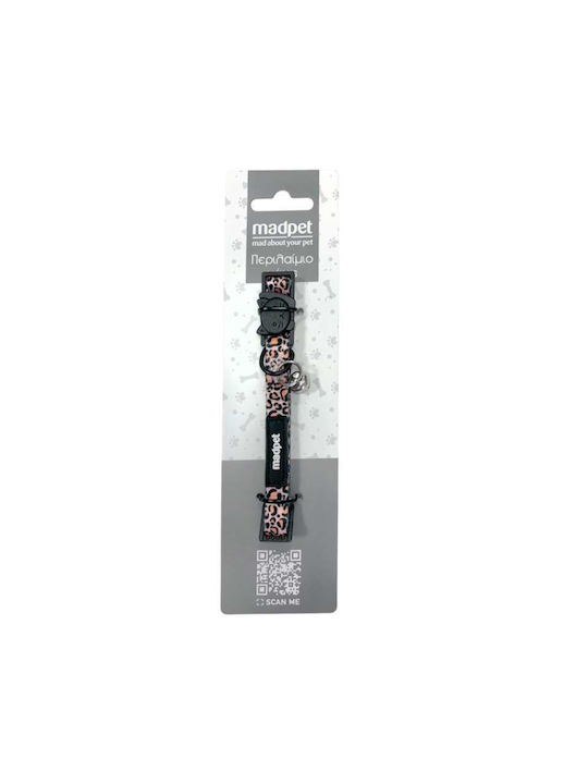 Zgarda pentru pisici Madpet, model roz cu imprimeu ghepard, 1.0x19-32cm