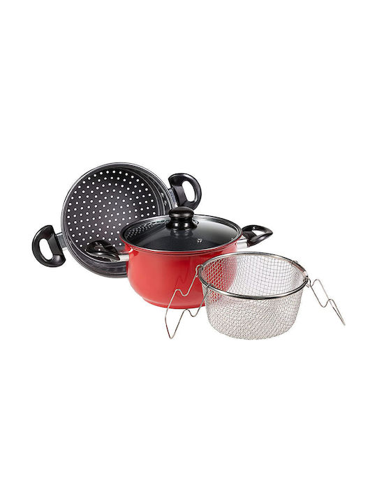 Bakaji Pots Set of Stainless Steel with Non-stick Coating 4pcs