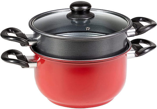 Bakaji Pots Set Made of Stainless Steel with Non-stick Interior Coating 4 Pieces