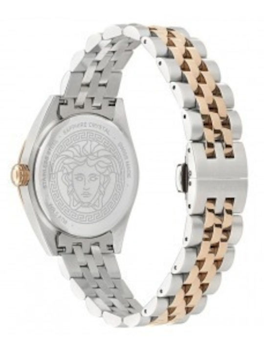 Versace V-code Lady Women's Watch with Pink Gold Metal Bracelet
