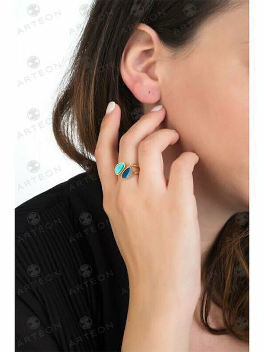 Arteon Damen Ring mit Zirkonia & Emaille aus Silber Vergoldet