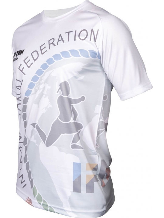 Top Ten Ανδρική Κοντομάνικη Μπλούζα 99353 για Muay Thai Λευκή