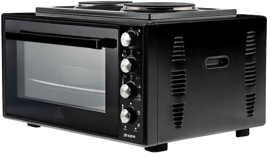 Gruppe Electric Countertop Oven 50lt with 2 Burners and Air Black
