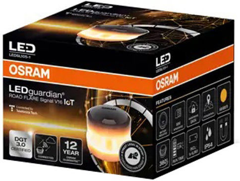 Car Safety Beacon Magnetic Osram Ledguardian Road Flare Signal V16 IoT 9volt 1900k 84 x 60 mm Orange LEDSL105