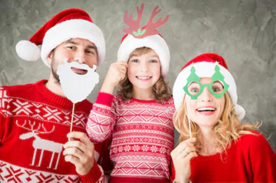 Set of Christmas Photobooth Props for Photos, 10 pieces, 23cm