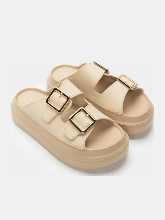 Sandale Casual Damă Flatforme Bej
