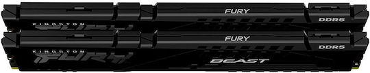 Kingston FURY Beast 128GB DDR5 RAM cu 2 module (2x64GB) și Viteză 5600 pentru Desktop