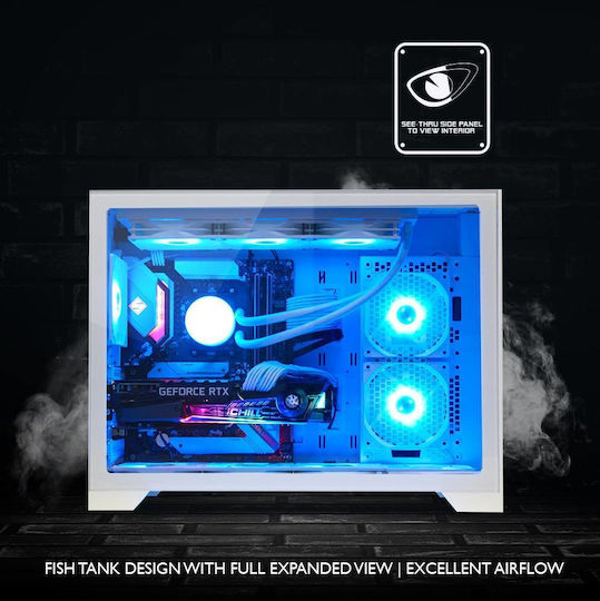 Armaggeddon Tessaraxx Apex 13 Air Gaming Midi Tower Computer Case with Window Panel and RGB Lighting White