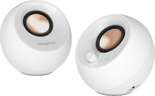 Creative Pebble Pro Ηχεία Υπολογιστή 2.0 με RGB Φωτισμό και Bluetooth Ισχύος 20W σε Λευκό Χρώμα