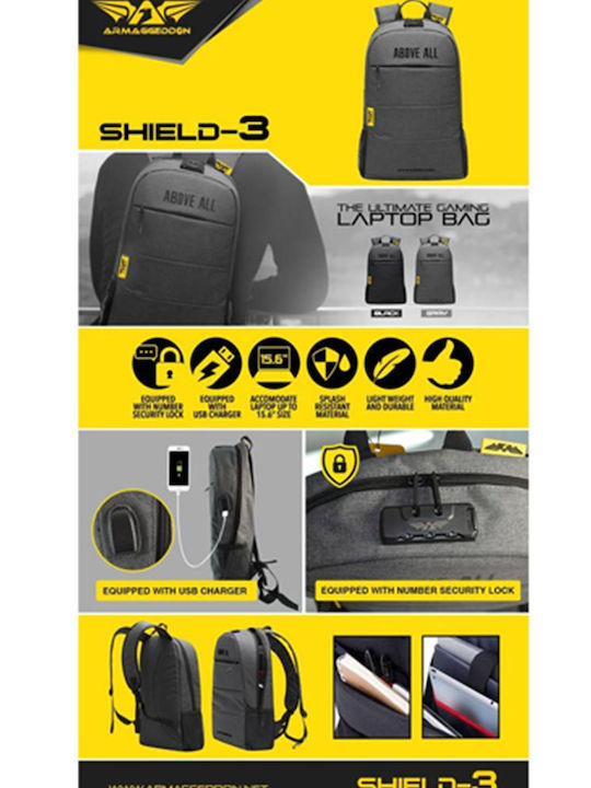 Armaggeddon SHIELD3 Waterproof Backpack Backpack for 15.6" Laptop Gray