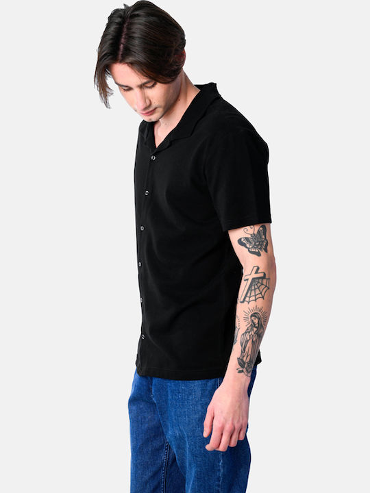 Short-sleeved Cotton Shirt Black