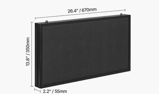 Semn luminos LED programabil 64x128 px Bluetooth USB P5, policrom, IP65, aluminiu ABS, 670x350x55 mm