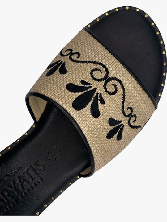 Leather Women's Flat Sandals Anatomic White/Black