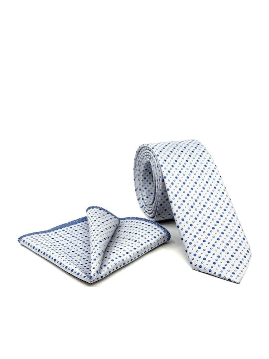 Legend Accessories Σετ Ανδρικής Γραβάτας με Σχέδια σε Λευκό Χρώμα