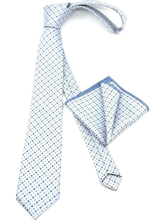 Legend Accessories Σετ Ανδρικής Γραβάτας με Σχέδια σε Λευκό Χρώμα