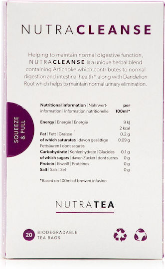 Nutra Tea Cleanse Artichoke & Dandelion Root Digestion & Detox Herbal Tea 40g 20 Sachets
