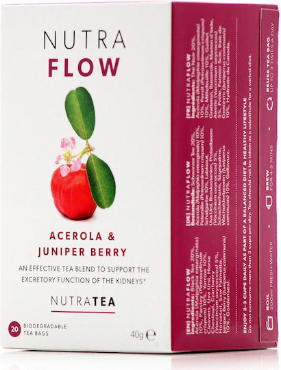 Nutra Tea Flow Acerola & Juniper Berry Urinary System Therapeutic Infusion 40g 20 Sachets