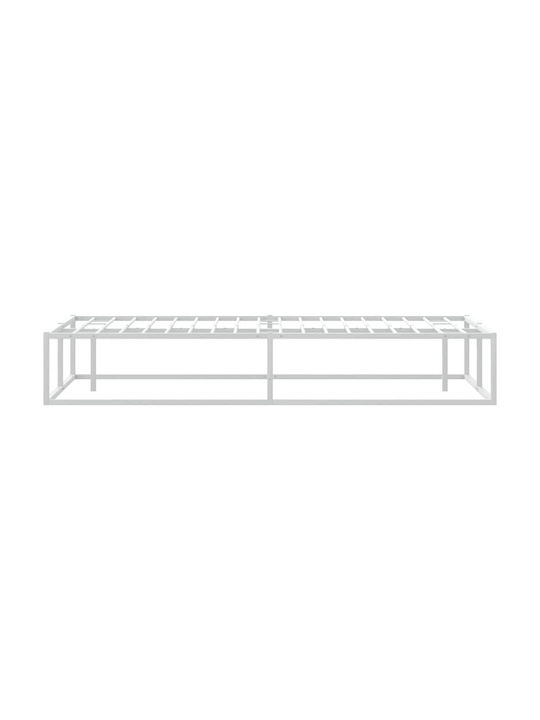 Vidaxl Bed Frame Without Mattress White 160x200cm Metal 1 Piece Double White
